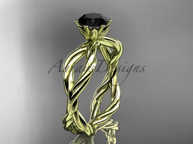 14kt yellow gold Black Diamond rope engagement ring RP8100