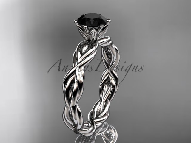 platinum rope engagement ring with a "Forever One" Moissanite center stone RP8101