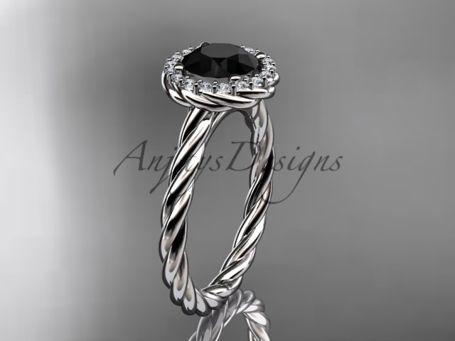 platinum Black Diamond rope engagement ring RP8197