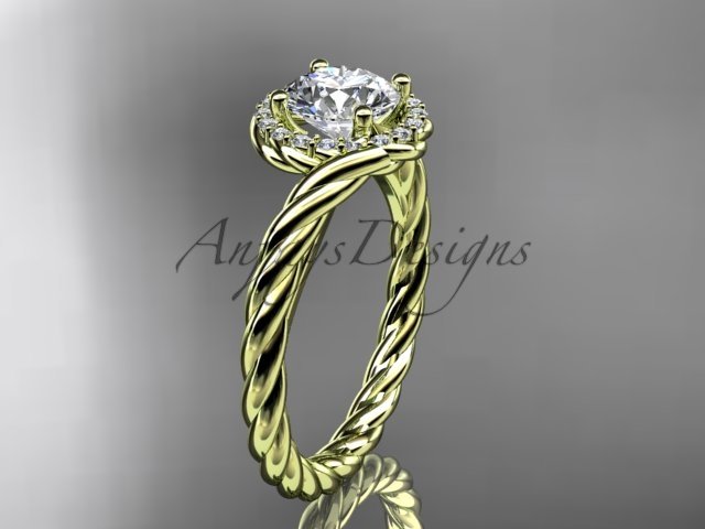14kt yellow gold "Forever One" Moissanite rope engagement ring RP8379