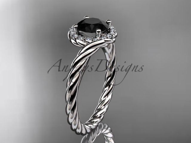 Platinum Black Diamond rope engagement ring RP8379