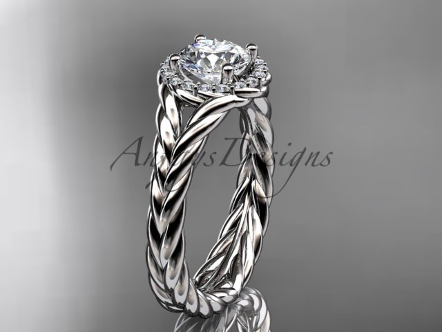 Platinum halo rope diamond engagement ring RP8380