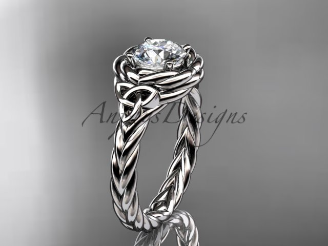 Platinum celtic nautical engagement ring with a Moissanite center stone RPCT9201