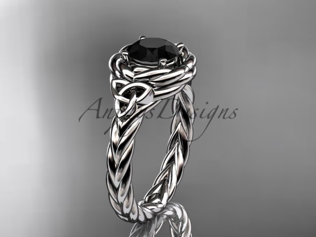 Platinum celtic nautical engagement ring with a Black Diamond center stone RPCT9201