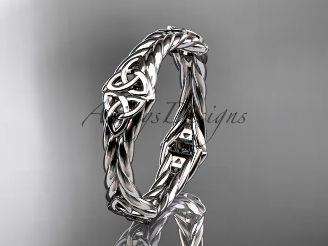 14k white gold rope celtic trinity knot wedding band RPCT9356G