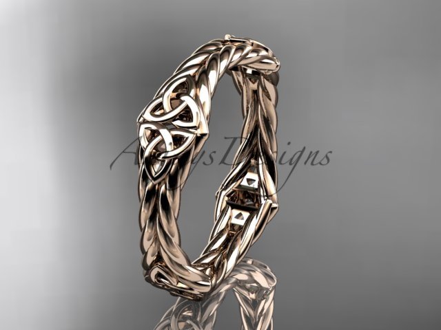 14k rose gold rope celtic trinity knot wedding band RPCT9356G