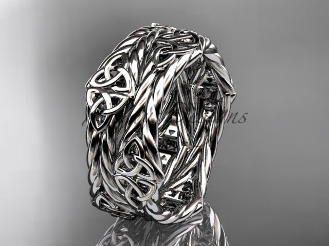 14k white gold rope celtic trinity knot wedding band RPCT9357G