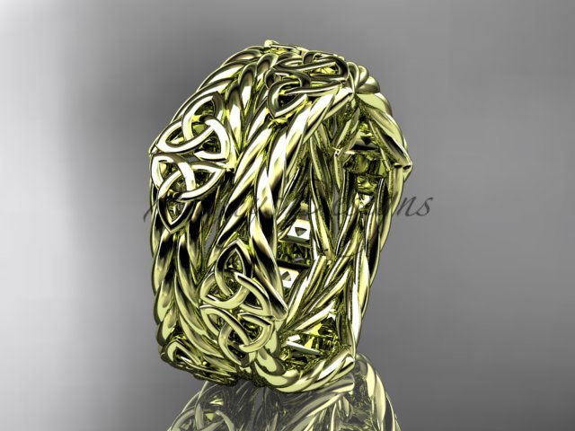 14k yellow gold rope celtic trinity knot wedding band RPCT9357G