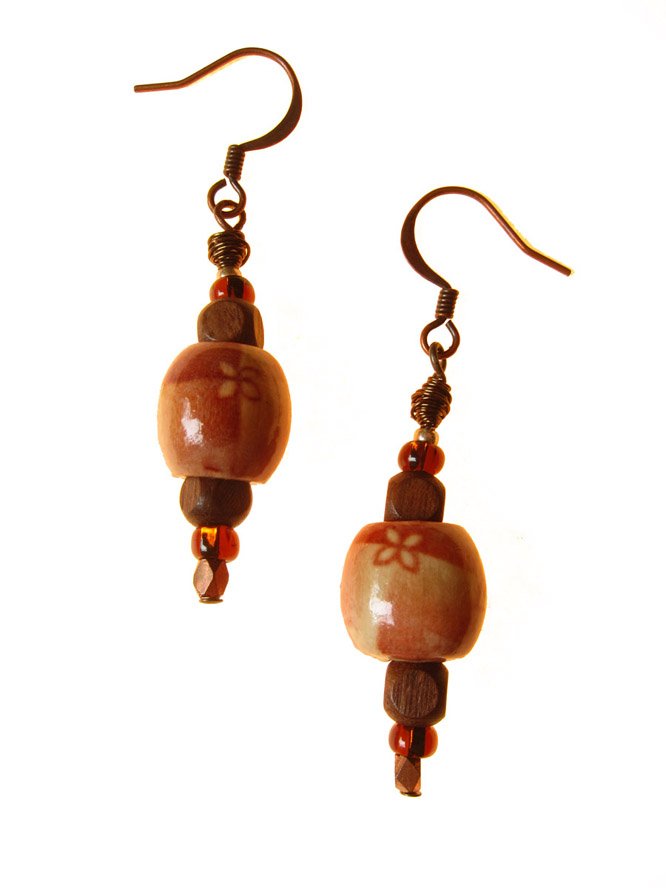 Wood Beaded Earring