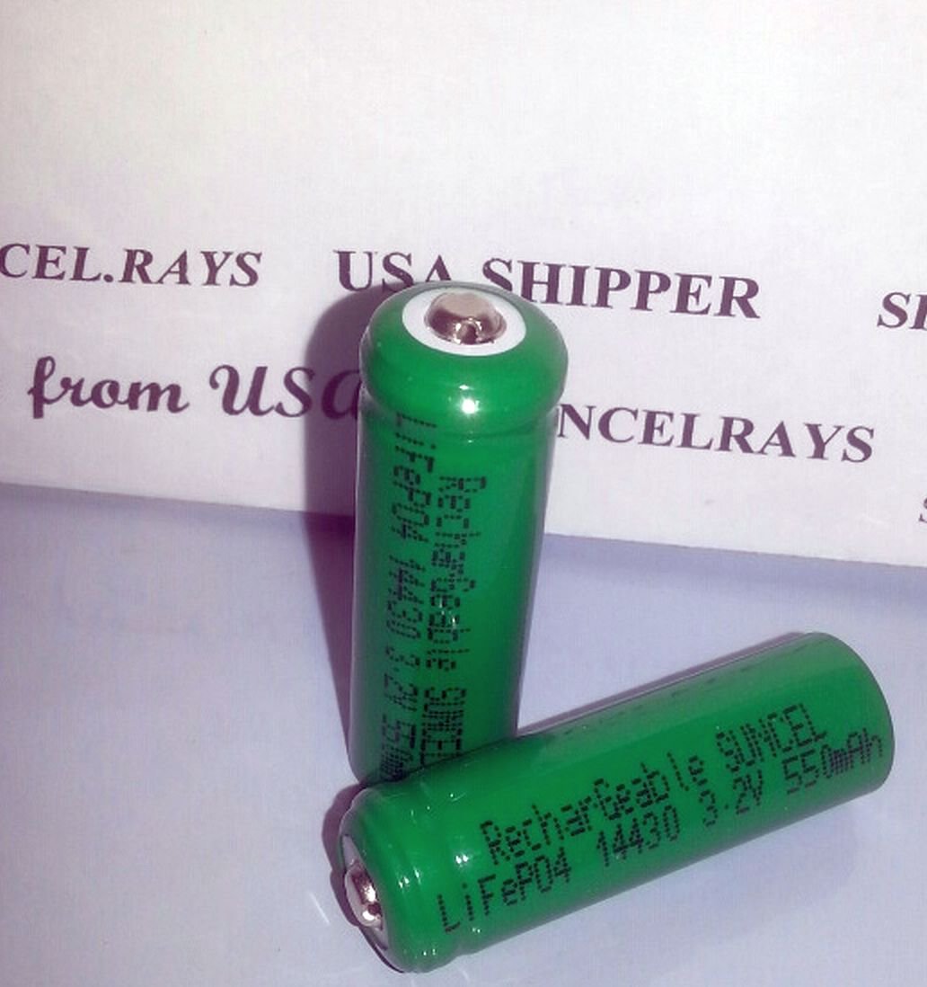 2 pcs SUNCEL 14430 LifePO4 Rechargeable 550mAh Batteries for solar lawn led lights