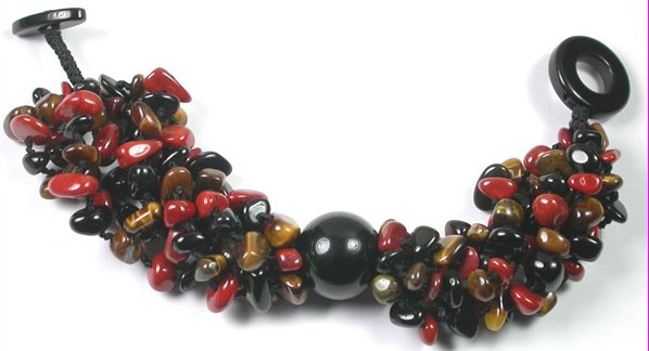 Black Onyx Jasper Brown Tigers Eye Bracelet