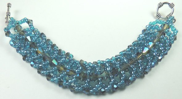 handcrafted Turquoise Crystal and Seed Bead Bracelet