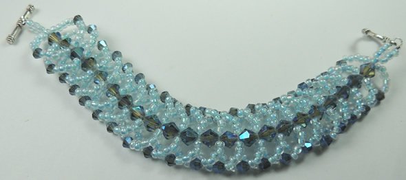 handcrafted Turquoise Aqua Crystal and Seed Bead Bracelet