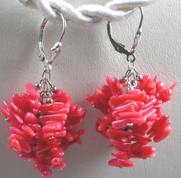 handcrafted Salmon Colored Coral Earrings