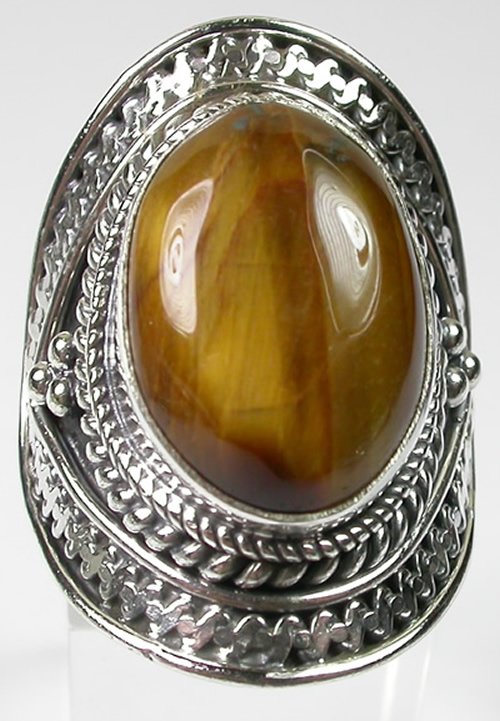 Exotic Brown Tigers Eye Ring in size 8