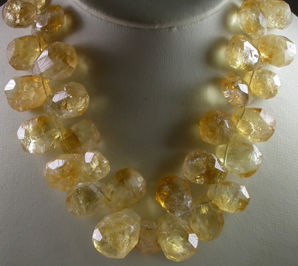 Handcrafted New Womans Statement Yellow Citrine Necklace