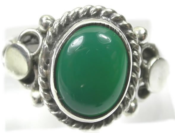 Green Onyx Ring in Sterling Silver size 5 1/4