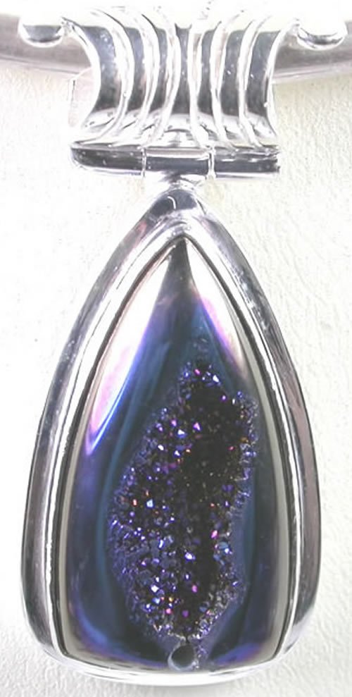 Midnight Blue Druzy Pendant in Sterling Silver