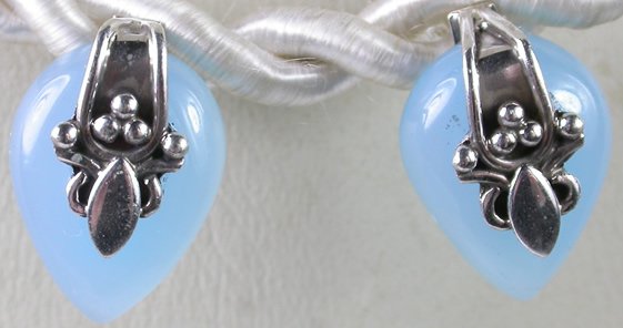 Blue Chalcedony Earrings in Sterling Silver