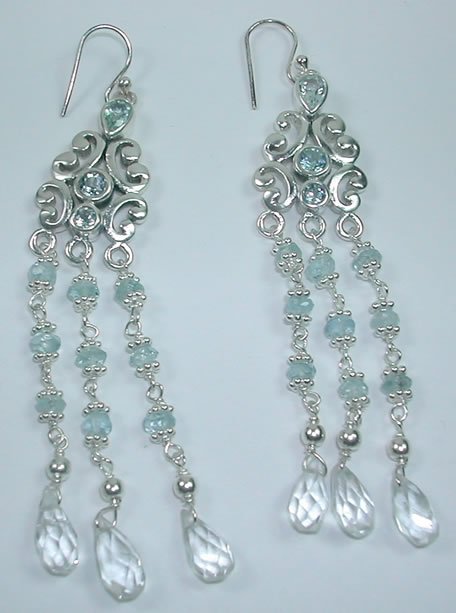 Chandelier Aquamarine Earrings in Sterling Silver