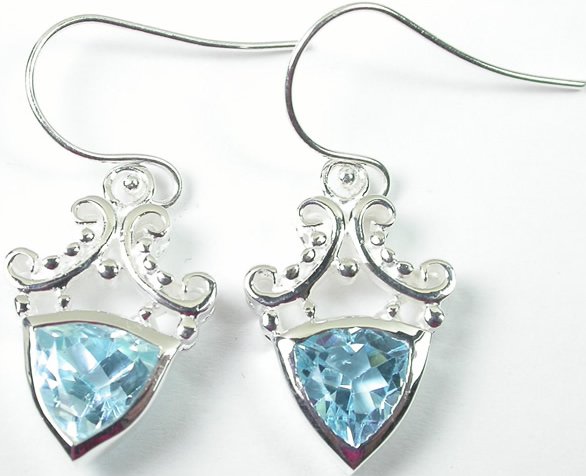 Blue Topaz Earrings in Sterling Silver