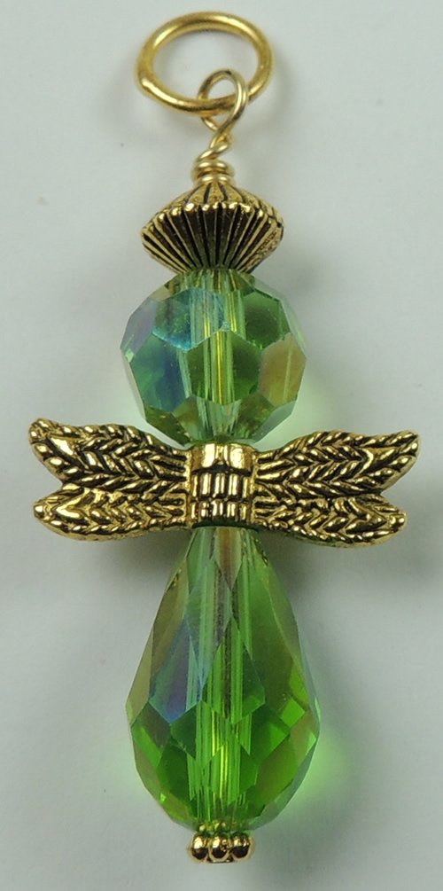 Handcrafted Green Crystal Angel Pendant