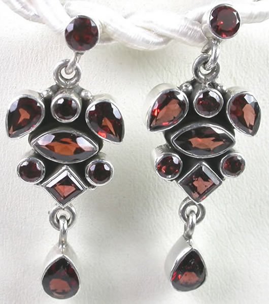 Red Garnet Earrings in Sterling Silver