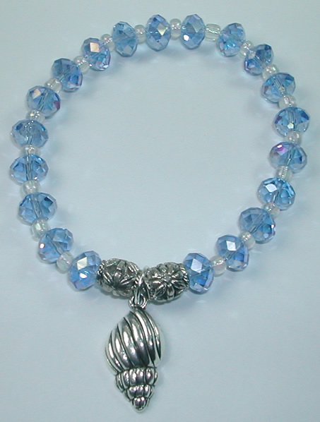 handcrafted Blue Crystal Stretch Bracelet with Silver Plated