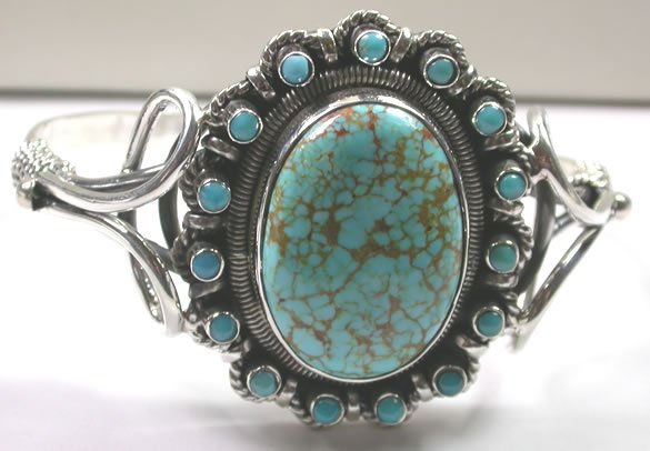 TURQUOISE CUFF BRACELET IN STERLING SILVER