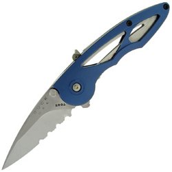 Buck Knife: Rush with Blue Aluminum Handle, ComboEdge Blade