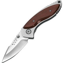 Buck Knife: Alpha Dorada, Rosewood Handle, Plain Blade with Leather Sheath
