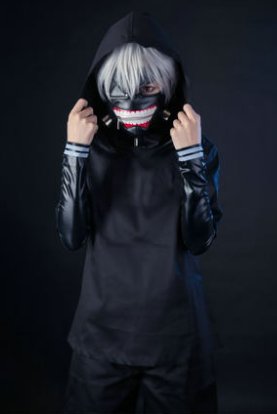 A Set Of Tokyo Ghoul Kaneki Ken Suit Cosplay Costume (Include:mask and wig)
