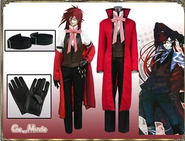 Custom Made Black Butler Grell Sutcliff Cosplay Costume (include wig)