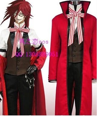 Black Butler Grell Sutcliff Cosplay Costume (include wig)