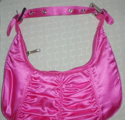 handbagbargains: Shiny Satiny Moon Shaped Purse, Pink