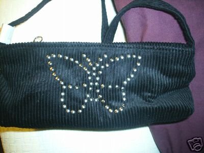 handbagbargains: Black Corduroy with Butterfly Purse Handbag