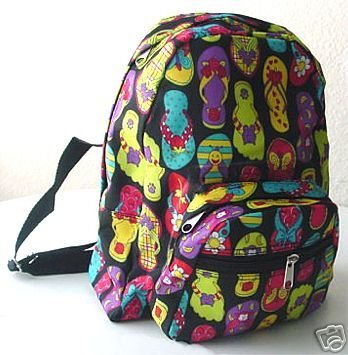 handbagbargains: Black Nylon Flip Flop Print Backpack