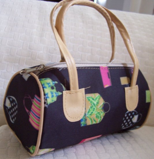 handbagbargains: Pocketbook Print Black Mini Barrel Handbag Purse Tote