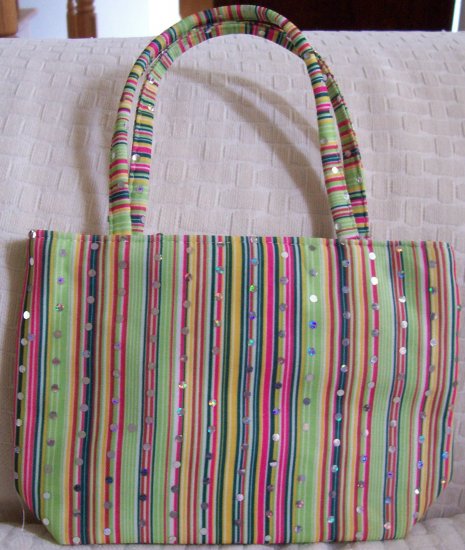 handbagbargains: Green Stripe and Rhinestone Handbag Purse Tote Mini