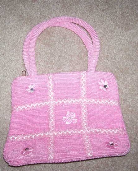 handbagbargains: Pink Knit Tic Tac Toe Pattern Rhinestone Purse