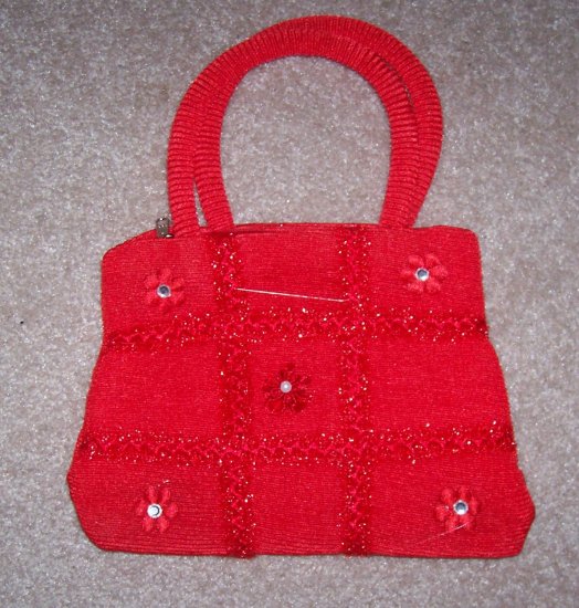 handbagbargains: Red Knit Tic Tac Toe Pattern Rhinestone Purse
