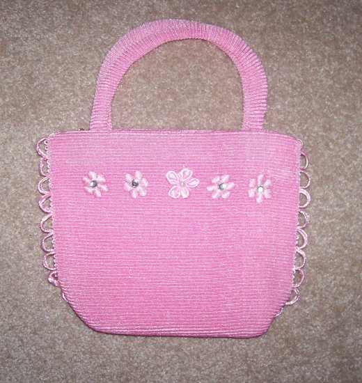 handbagbargains: Pink Knit Flower and Rhinestone Purse