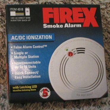 FIREX 4518 IONIZATION SMOKE ALARM 120v AC DIRECT WIRE with BATTERY BACKUP