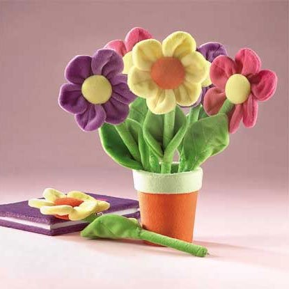 PLUSH FLOWER PEN IN POT HOLDER