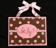 pink and chocolate mod dot plaque