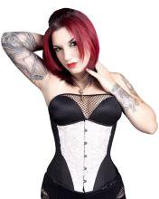 Solid Black with White Ruffle Corset