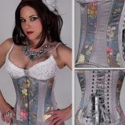 Silver Floral Satin Corset