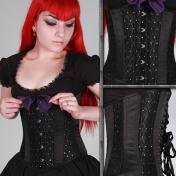 Sale! Black Silk Art Deco Corset
