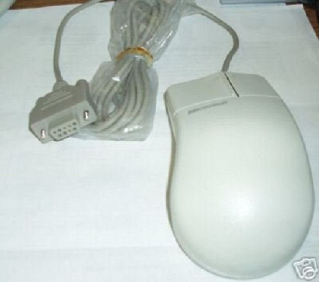 NEW Microsoft Serial PURE Mouse 2.0 - Genuine Vintage Ergonomic IBM PC WIN DOS