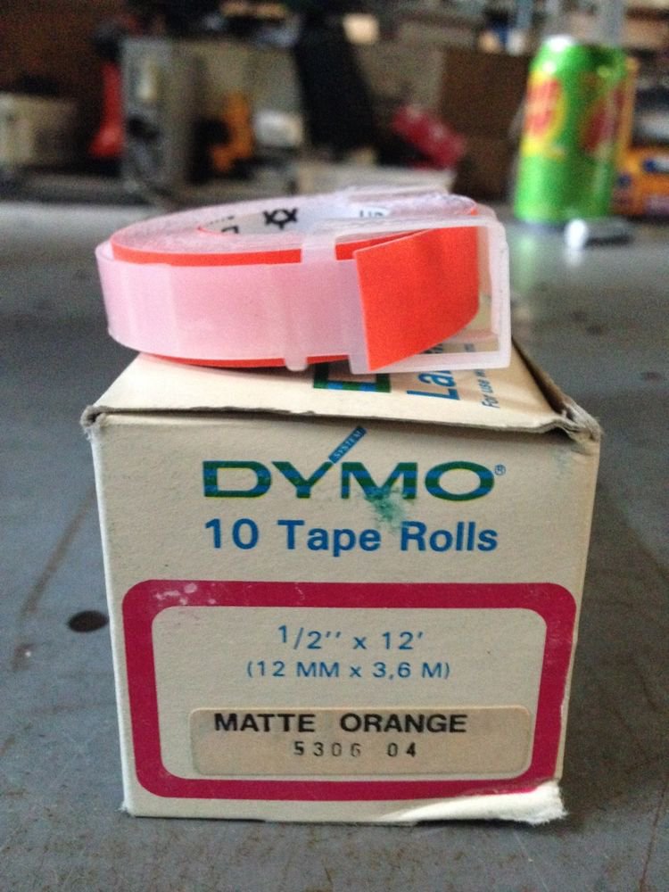 10 Pack Dymo 1/2" x 12' MATTE ORANGE Embossing Tape Label Magazine Maker 2300
